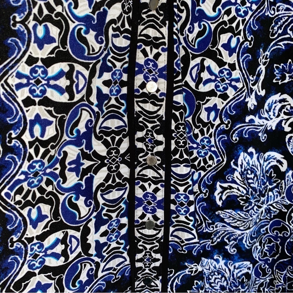 White House Black Market Blue Button Down Tunic - Picture 4 of 6